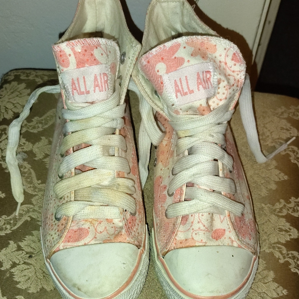 Kids High-Top Sneakers - Pink and White